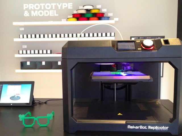     Tablet holds the 3D CAD file then sends it to the MakerBot Replicator for printing.